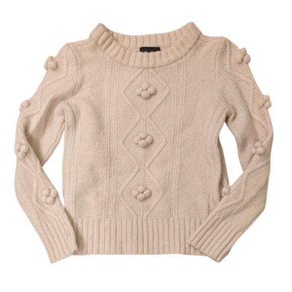Lord & Taylor Pom Pom Cream Wool Sweater - Picture 1 of 5